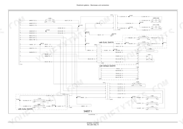 new-holland-421hb-variants-draper-header-service-manual-48106362-wiring-254.webp New Holland DuraSwath 421HB-440HB electrical wiring diagram showing harness connectors and solenoid circuits.