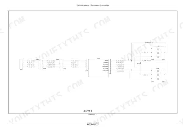 New Holland DuraSwath 421HB-440HB electrical wiring diagram showing harness connectors, A-030 controller, and light assemblies.