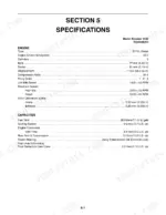 new-holland-boomer-1030-230gm-tractor-and-mower-deck-operator-manual-87487351-specs-124.webp New Holland Boomer 1030, 230GM engine specifications table including bore, stroke, valve clearance, and fluid capacities.