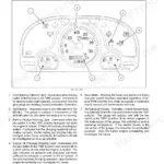 New Holland Boomer 40, Boomer 50 instrument cluster identification diagram showing tachometer, gauges, and warning lights.