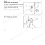 New Holland Boomer 54D, Boomer 54D CVT: Diagrams showing procedures for opening cab doors from the inside and outside.