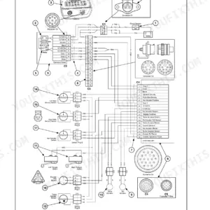 New Holland BR6080, BR6090 electronic system wiring diagram showing sensors, connectors C1-C5, and controller pinout table.