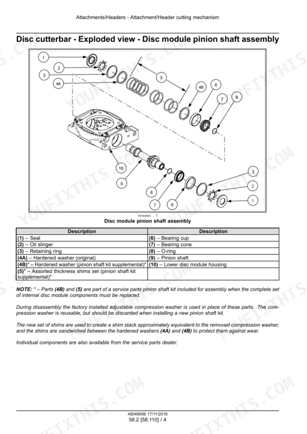 new-holland-durabine-416-durabine-419-durabine-416-specialty-disc-header-service-manual-48049006-exploded-view-179.webp New Holland Durabine 416, 419, 416 Specialty disc module pinion shaft assembly exploded view and parts list.