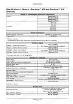 new-holland-durabine-416-durabine-419-durabine-416-specialty-disc-header-service-manual-48049006-specs-26.webp New Holland Durabine 416, 419, 416 Specialty specifications table for header dimensions, weights, and drive.