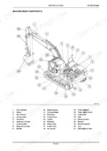 new-holland-e175c-e195c-crawler-excavator-service-manual-84574565a-specs-62.webp New Holland E175C, E195C machine main components diagram with numbered parts list for excavator systems and assemblies.