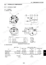 new-holland-e30b-e35b-compact-hydraulic-excavator-service-manual-s5pw0033e02-exploded-view-174.webp New Holland E30B, E35B hydraulic pump diagrams, port identification table, and AP2D18LV3RS7-898-0 pump specifications table.