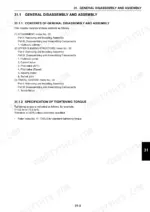 new-holland-e55b-crawler-excavator-service-manual-s5ps0003e01-page-282.webp New Holland E55B service manual table of contents for general disassembly, assembly, and tightening torque specifications.