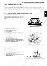 new-holland-e55b-crawler-excavator-service-manual-s5ps0003e01-page-554.webp New Holland E55B hydraulic system troubleshooting guide, covering general precautions and field investigation procedures.