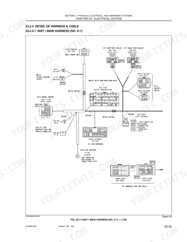 New Holland EH30.B, EH35.B electrical system wiring diagram for the instrument main harness, showing relays and connectors.