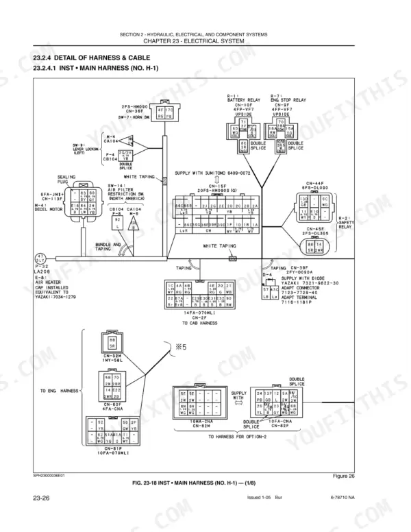 new-holland-eh50-b-hydraulic-excavator-shop-manual-6-78610na-wiring-149.webp New Holland EH50.B instrument main harness wiring diagram showing connectors, relays, and cable routing details.