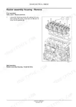 new-holland-f5-series-engine-service-manual-84465374-procedures-65.webp New Holland F5AE5484A...F5CE9484E service manual: Rocker assembly housing removal procedure with exploded view diagram of engine components.