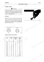 new-holland-kobelco-e265-e305-hydraulic-excavator-workshop-manual-604-13-674-torque-473.webp New Holland Kobelco E265, E305 tightening torque chart, bolt type identification, and specified torque table for M8-M36 bolts.