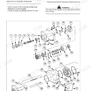 New Holland Kobelco MH4.6, MHPlusC exploded view diagram of main hydraulic pump disassembly and assembly components.