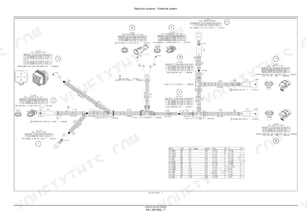 New Holland LM6.32, LM6.35, LM7.35, LM7.42, LM9.35 wiring diagram for fuel and grid heater relay electrical harness connections.