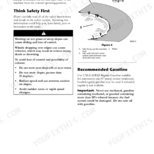 New Holland MZ19H operator manual page 12 showing slope safety diagram, mowing hazard warnings, and recommended gasoline fuel types.