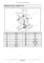 new-holland-sp2500-sprayer-service-manual-51564864-exploded-view-88.webp New Holland SP2500 Defensor powered front axle exploded view diagram and parts list for axle stub, steering arm, and wheel cradle.