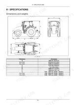 new-holland-t4-115-tractor-operator-manual-47604431-specs-218.webp New Holland T4.115 tractor dimensions and weights diagram with reference table for 2WD and 4WD models.