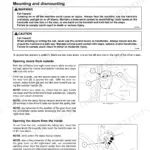New Holland T4.80F, T4.90F, T4.100F, T4.110F operator manual page for mounting, dismounting, and opening cab doors.