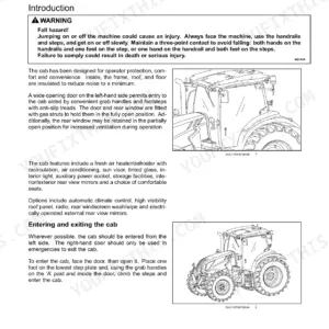 New Holland T7.230, T7.245, T7.260, T7.270 operator manual page showing cab access safety warnings and entry procedures.