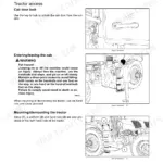 New Holland T8.320, T8.350, T8.380, T8.410, T8.435 operator manual showing cab door lock and tractor access safety procedures.