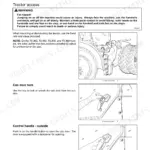 New Holland T9.390, T9.450, T9.505, T9.560, T9.615, T9.670 operator manual page showing tractor access, cab door lock, and handle.