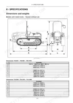 new-holland-tk4-series-tractor-operator-manual-51634525-specs-259.webp New Holland TK4.80F-TK4.110M metal track tractor dimensions and weights diagram and specification tables for V and N models.