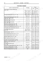 new-holland-vx7090-grape-harvester-repair-manual-84404824b-torque-51.webp New Holland VX7090, VX 680 engine tightening torque specifications table for various bolts, including flywheel, oil sump, and manifold.