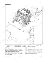 new-holland-w110b-wheel-loader-service-manual-84249879-exploded-view-39.webp New Holland W110B engine installation diagram showing rubber isolator, mount bolt, and oil drain hose assembly procedures.