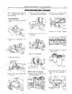Nissan PD6, PD6T engine disassembly procedures, showing turbocharger, exhaust manifold, and water manifold removal steps.