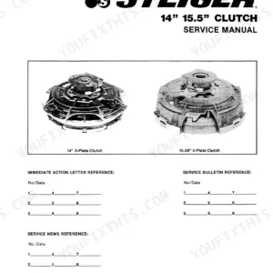 Steiger Series I-IV tractor 14 inch and 15.5 inch 2-plate clutch service manual cover with photos of both clutch assemblies