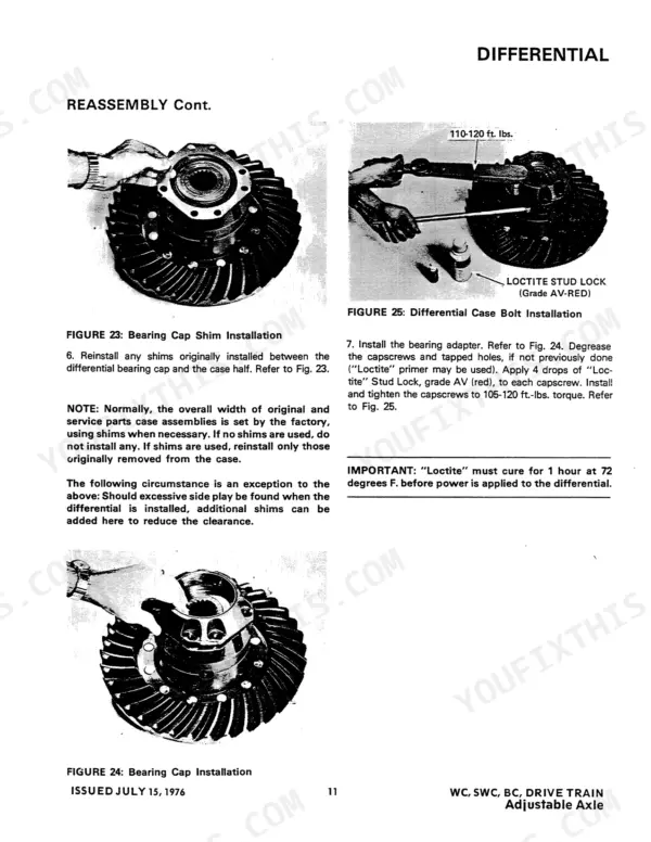 Steiger Series I-IV tractor axle differential reassembly steps with photos