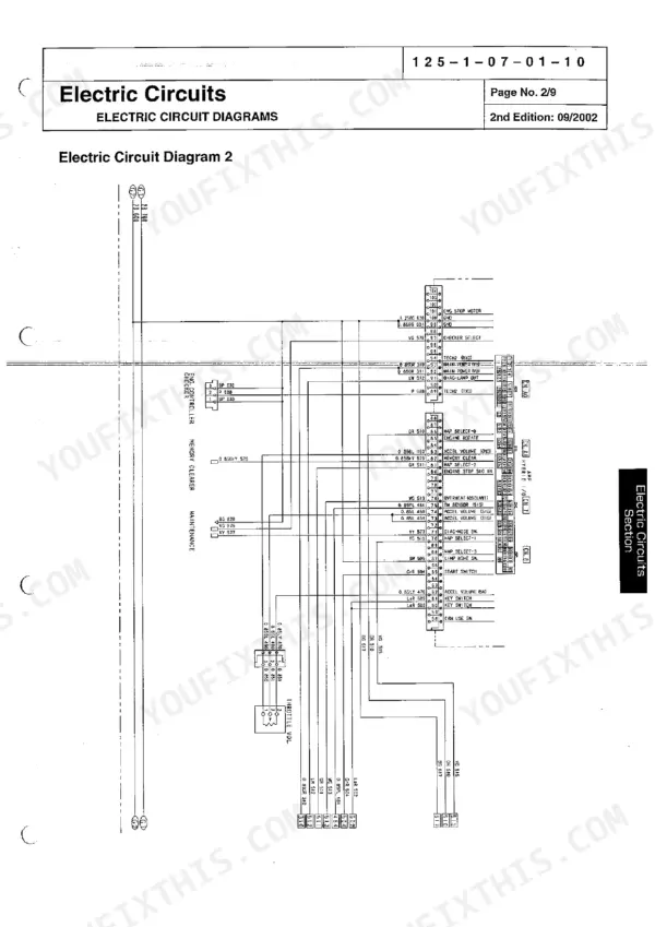 Sumitomo SH125X-3, SH135X-3 electric circuit diagram 2 showing controller, throttle volume, and I/O connector wiring pinouts.