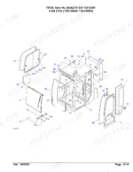 takeuchi-tb135-hydraulic-excavator-parts-catalog-bg4z010-cab-parts-248.webp Takeuchi TB135 exploded view diagram of cab assembly components, including doors, windows, seals, and frame parts.