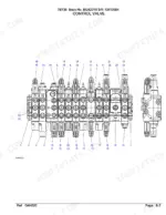 takeuchi-tb135-hydraulic-excavator-parts-catalog-bg4z010-chassis-parts-4.webp Takeuchi TB135 control valve exploded view diagram showing numbered hydraulic valve components and port locations.