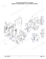 takeuchi-tb135-hydraulic-excavator-parts-catalog-bg4z010-engine-parts-98.webp Takeuchi TB135 exploded view of engine, radiator, and cooling system components with numbered part callouts from the parts manual.