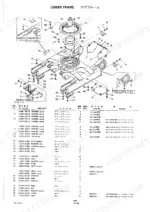 takeuchi-tb36-compact-excavator-parts-catalog-pub-4-chassis-parts-16.webp Takeuchi TB36 lower frame exploded view diagram and parts list including slew bearing, swivel joint, and crawler belt components.