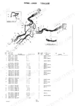 takeuchi-tb36-compact-excavator-parts-catalog-pub-4-hydraulic-parts-25.webp Takeuchi TB36 lower piping exploded view diagram and parts list for hydraulic hoses, adaptors, and guards.