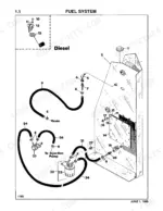 thomas-t-133-t-103-skid-steer-loader-parts-catalog-025180-1-engine-parts-6.webp Thomas T-133, T-103 exploded view of diesel fuel system components, including fuel filter, lines, and tank sender unit.