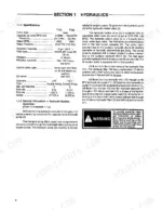 thomas-t103-t133-skid-steer-loader-repair-manual-30232-specs-9.webp Thomas T103, T133, 207-133 hydraulic system specifications table and operation description for pump, valves, and cylinders.