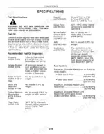 versatile-1156-tractor-service-manual-40115610-specs-102.webp Versatile 1156 fuel system specifications table including fuel oil properties, ASTM standards, and pump restriction limits.