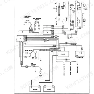 Versatile 700–950 wiring diagram for engine, battery compartment, and rear cab lighting systems.