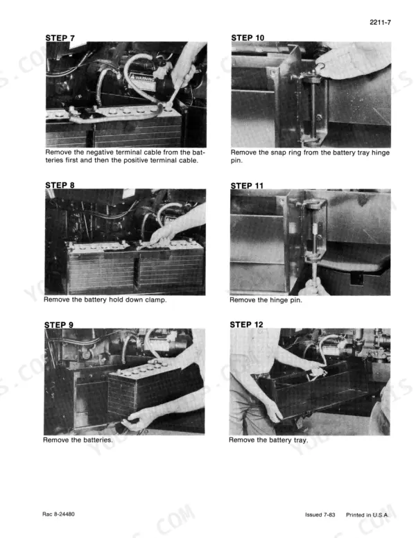 Case 2094, 2294, 3294 tractor battery and battery tray removal