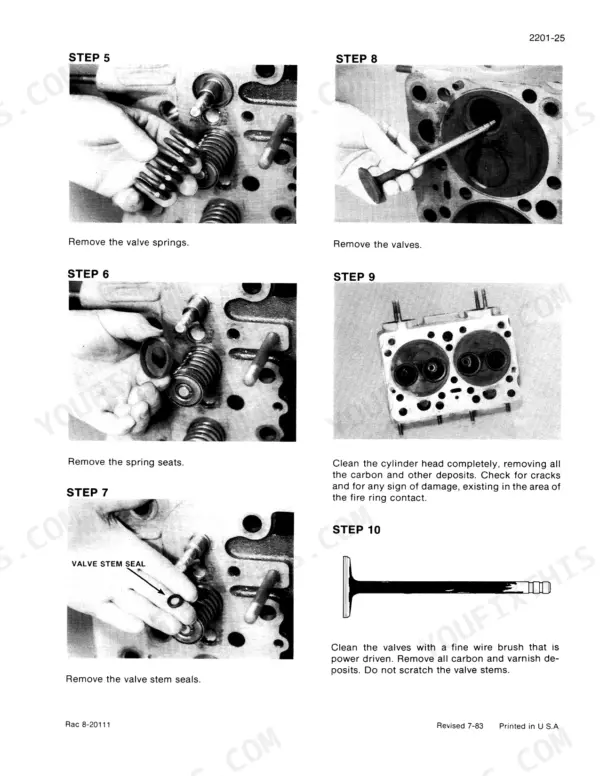 Case 2094, 2294, 3294 tractor valve, spring and seal removal from the cylinder head