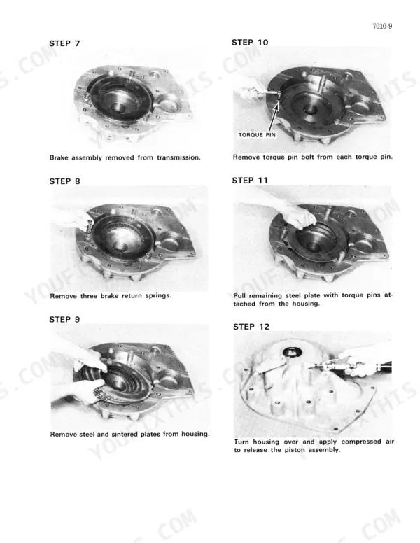 Case 2470, 2670 brake assembly removal with torque pins and steel plates - Page 1052