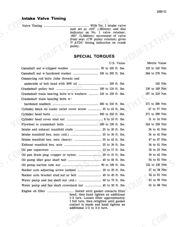 Case 2470, 2670 intake valve timing and special torques - Page 51