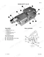 Case 580LE, 580SLE, 580LSP, 580LPS, 590SLE, 590LSP loader backhoe boom safety valve photo with basic schematic and port identification
