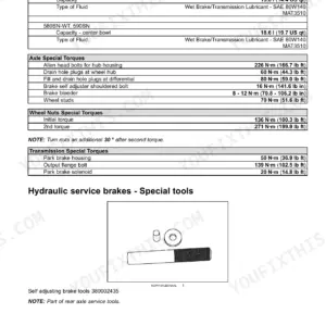 Case 580N EP Tractor Loader Backhoe Service Manual hydraulic service brakes general specification - Page 617