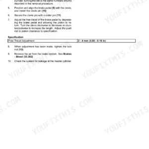 Case 586H, 588H brake master cylinder clevis and brake pedal installation steps - Page 464