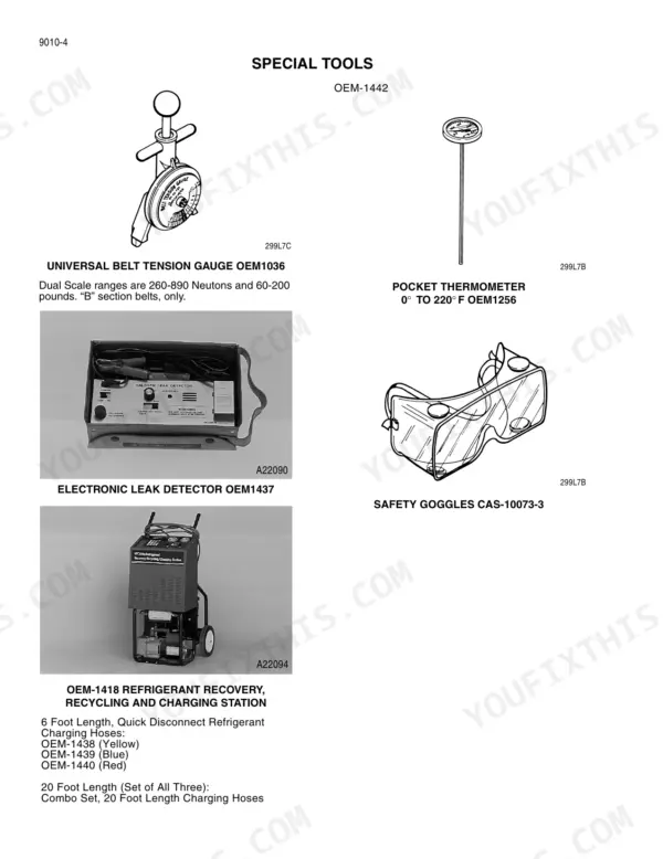 Case CPX420, Cotton Express 420 cotton picker Air conditioning special tools, belt tension gauge and pocket thermometer