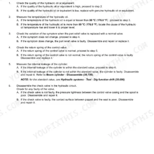 Case CX57C mini excavator boom hydraulic system troubleshooting steps - Page 705